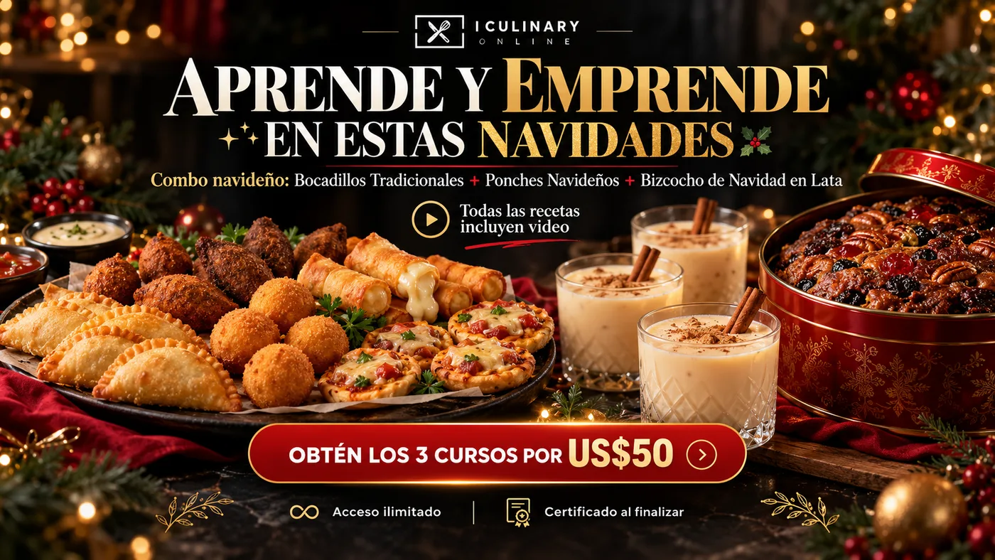 Combo Navideño de iCulinary con bocadillos, ponches y bizcocho de Navidad